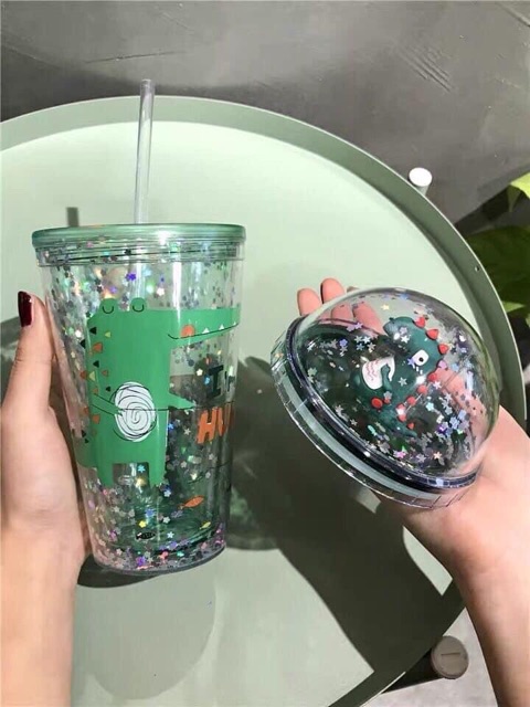 Cốc nước khủng long lấp lánh kèm ống hút siêu dễ thương - hàng loại1