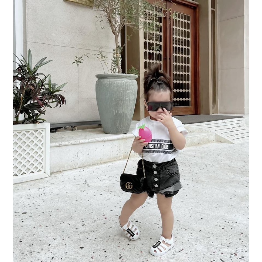 Áo thun tay lỡ Diorr cho bé , áo thun kid unisex , Kid_genZ