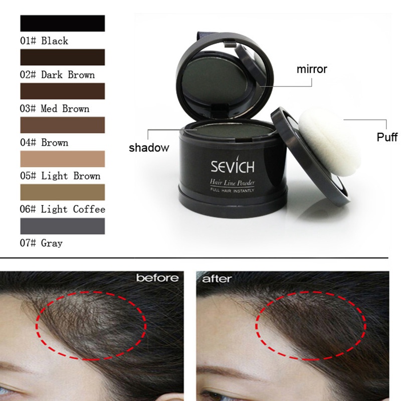 Sevich 2 Pcs Magic Natural Hair Cover Up Powder Hairs Root Line Conceal Pang Shadow 7 Colors Medium Brown & Black