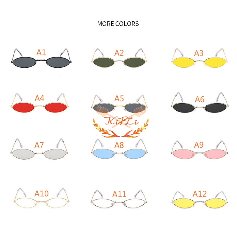 Kính mát gọng kim loại tròng nhỏ phong cách cổ điển thời trang dành cho nữ