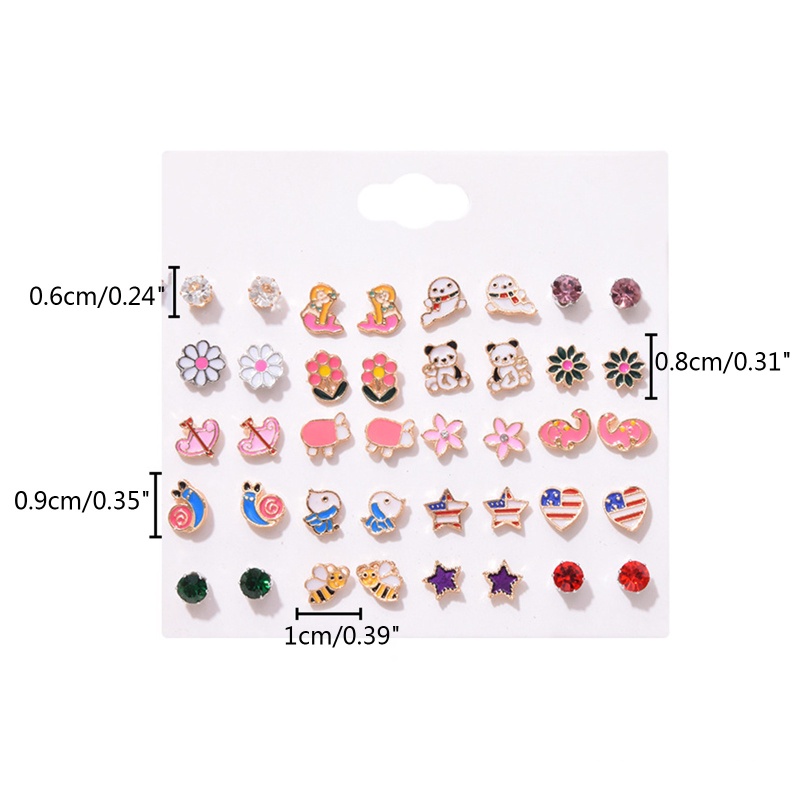 Bộ 20 Đôi Bông Tai Xỏ Lỗ Không Gây Dị Ứng Dễ Thương Cho Tuổi Teen