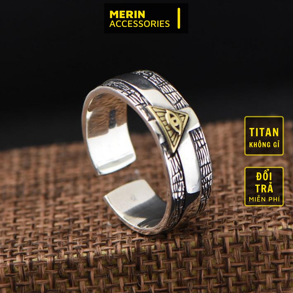 Nhẫn nam nữ tròn Merin Accessories màu bạc thời trang chất Titan đẹp đơn giản không gỉ - Nhẫn Tryan