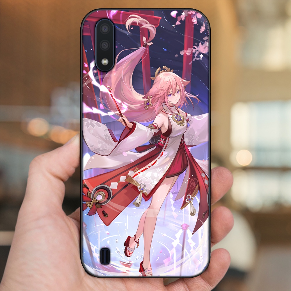 Ốp lưng Samsung A01 viền đen in hình Yae Miko Genshin Impact