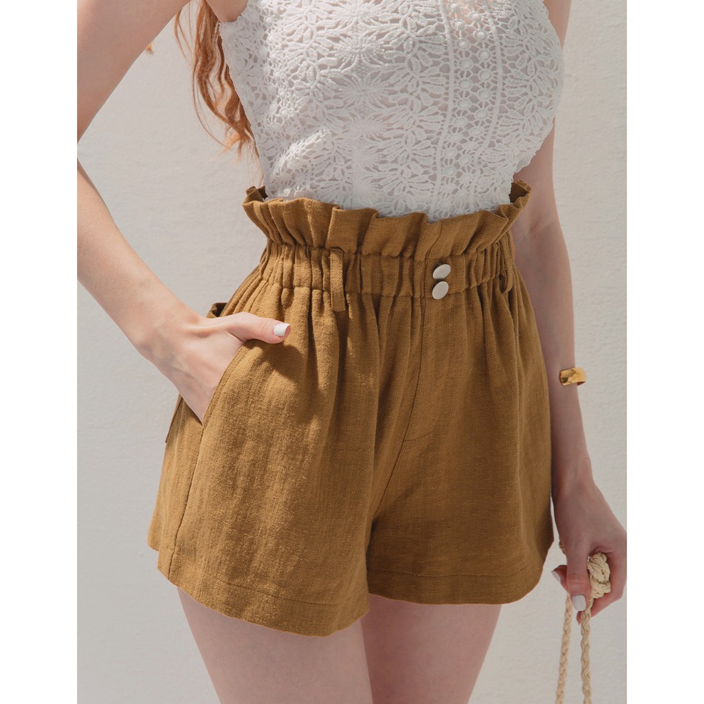 Quần short line lưng cao xếp li nữ Air Space 2120123010