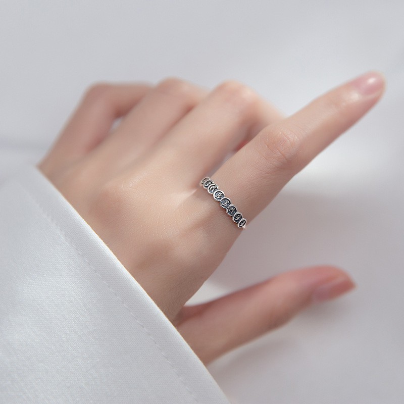 Nhẫn hở nữ Freesize bạc Thái cổ điển J7437 - AROCH Jewelry