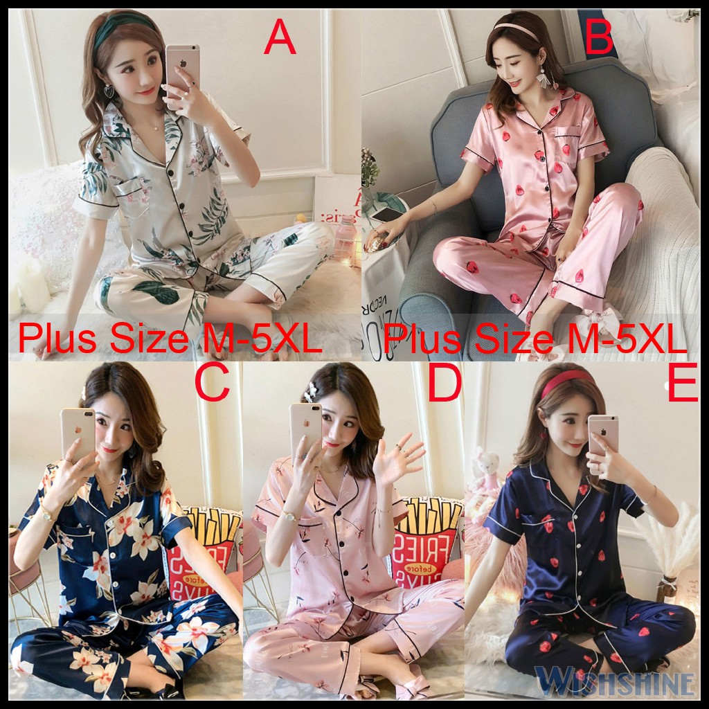 Bộ Đồ Ngủ Pijama Chất Lụa Satin Plus Size M-5XL