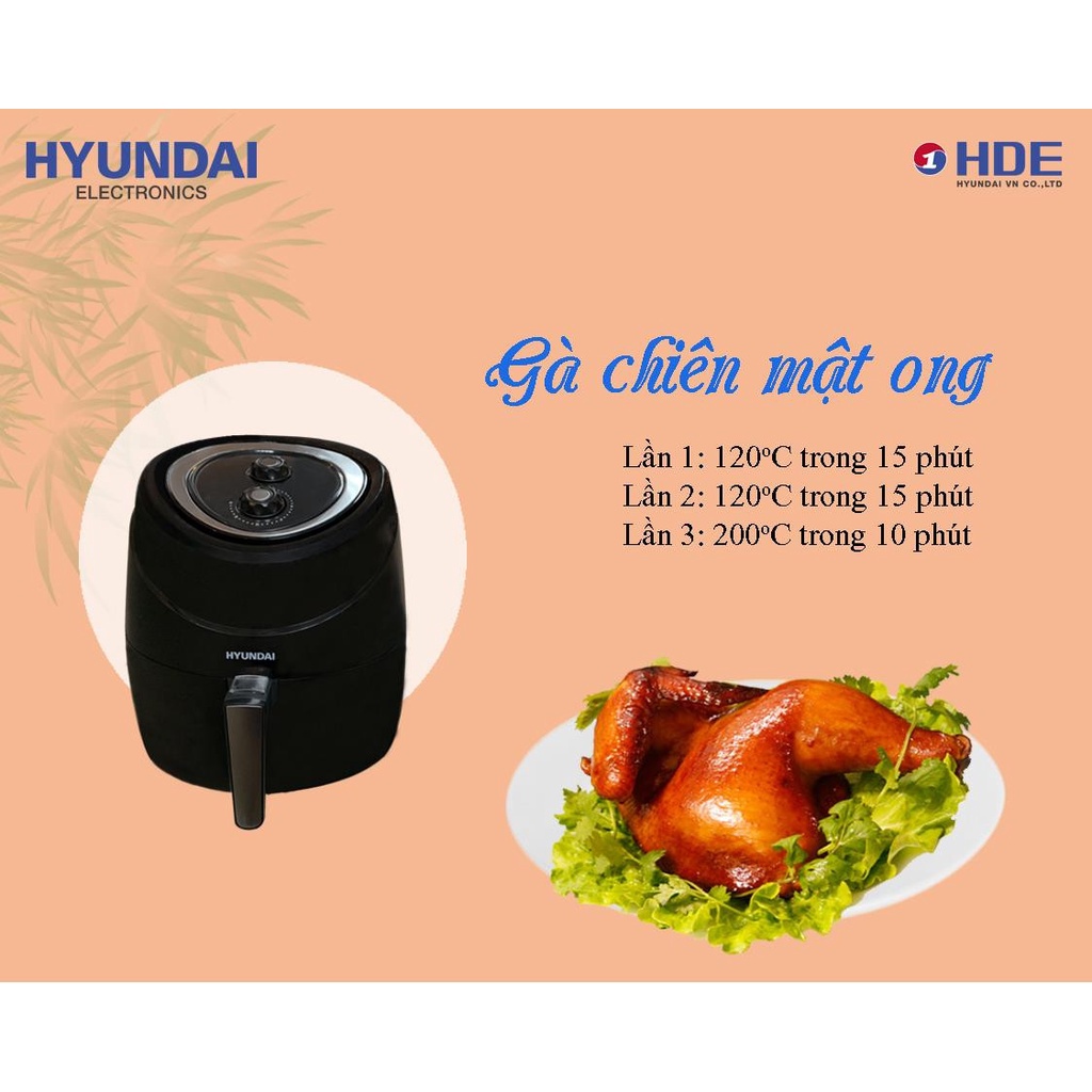 Nồi chiên không dầu Hyundai 5,5 lít công nghệ Hàn Quốc tản nhiệt làm chín nhanh thức ăn giảm béo chính hãng bảo hành