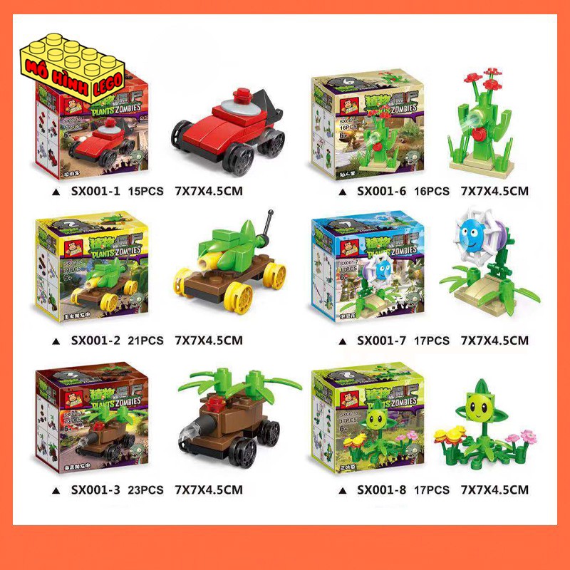 Đồ chơi lắp ráp lego giá rẻ WanJiaDa SX001 mô hình Plants vs Zombies - Hoa quả nổi giận cho bé