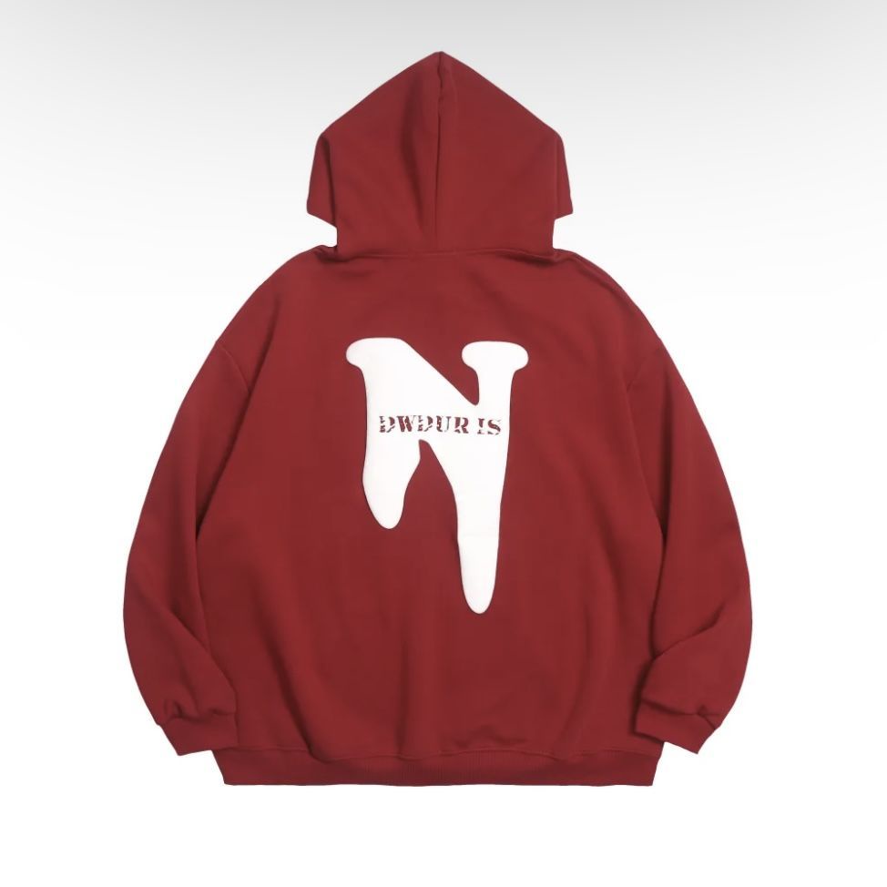 Jiashucheng Vitality Red [Cotton] INS Siêu Hot Áo Hoodie Tay Dài Dáng Rộng Mỏng Phong Cách BM Mùa Xuân Thu Cho Nữ