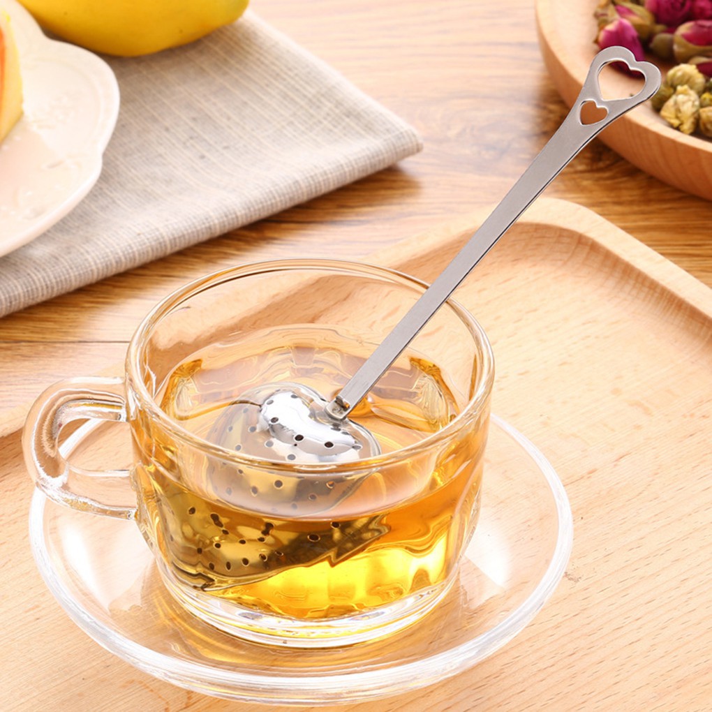 Heart Shaped Stainless Steel Tea Infuser Spoon Strainer Steeper Handle