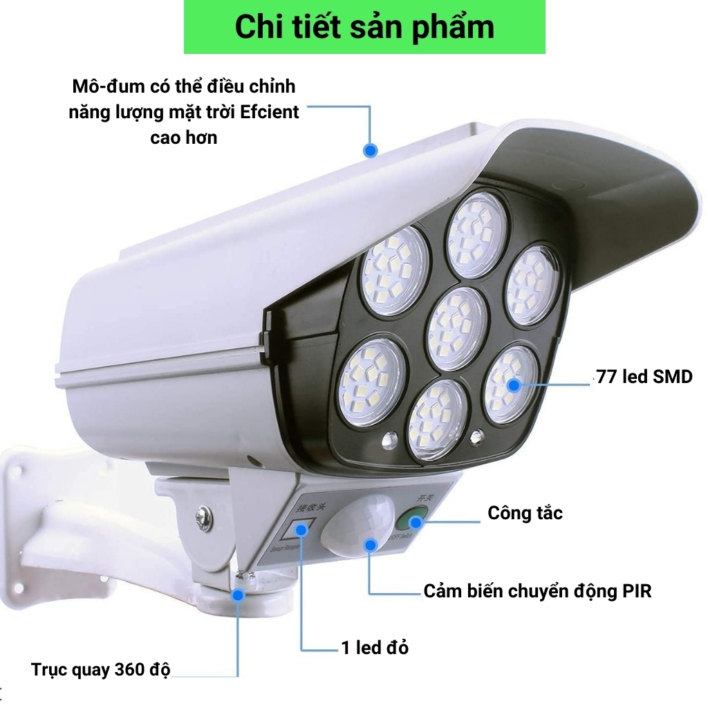 Đèn năng lượng mặt trời giả camera ngoài trời  tự động BẬT TẮT chống trộm, chống nước IP67. Có điều khiển shopnhatphong | BigBuy360 - bigbuy360.vn