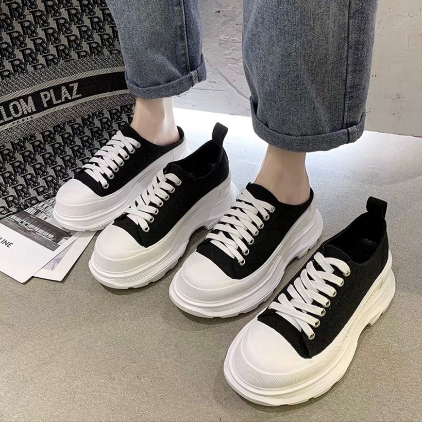 Giầy Seaker Nam Nữ MCP Chunky-Sole Canvas Trainers Thời Trang Trẻ Đế 7cm