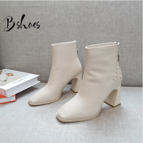 Giày boot nữ da mềm B SHOES, boot họa tiết độc lạ siêu sang chảnh, boot mũi vuông cổ thấp, lót nỉ siêu êm, khóa sau B16