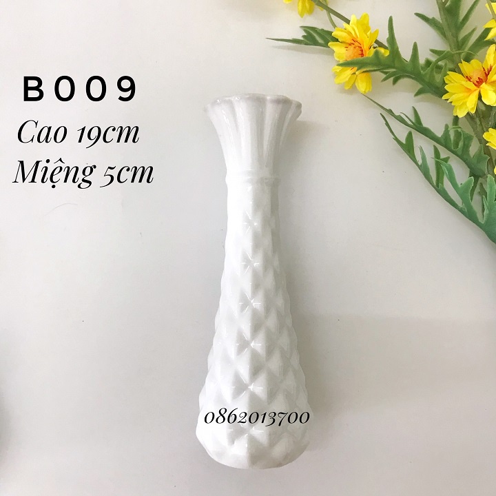 Bình cắm hoa Gốm sứ Bát Tràng men trắng mini cắm hoa tiện dụng