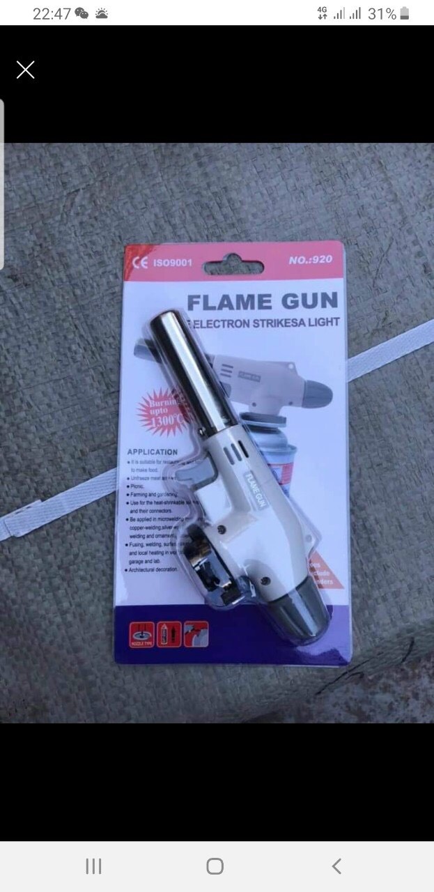 KHÒ GA Cầm TAY TRẮNG HÀN QUỐC FLAME GU N 920 dùng cho bình gas mini