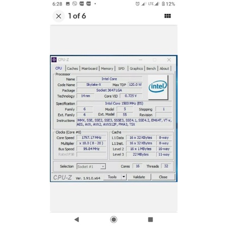 CPU bản thử nghiệm ES xeon Platinum 8153 16 lõi 1,5ghz