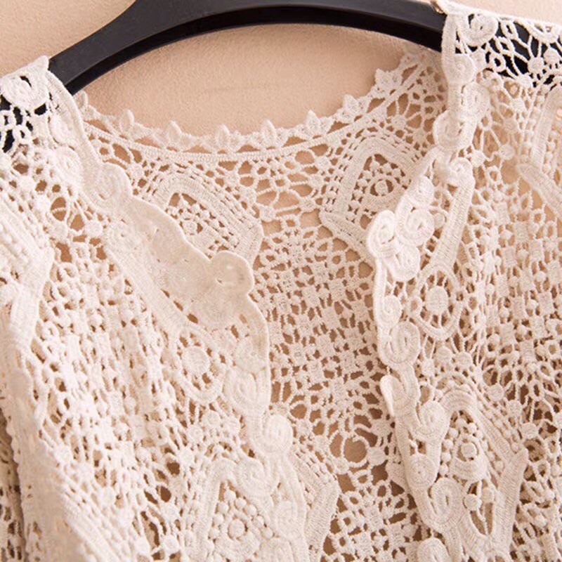 áo choàng ren biển hoạ tiết vỏ sò sang chảnh (681#)