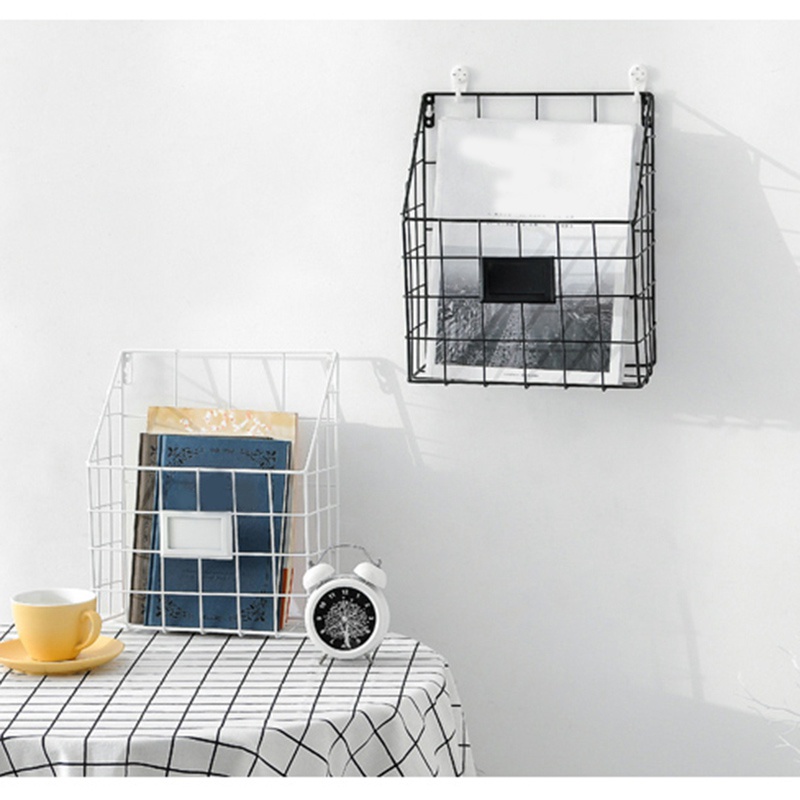 Set 2 Kệ Lưới Kim Loại Màu Đen Đựng Tài Liệu Giấy Tờ Treo Tường Tiện Lợi