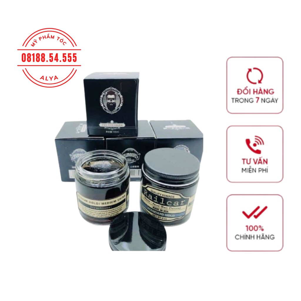 Sáp vuốt tóc Railcar Quality Pomade 100gr tạo kiểu giữ nếp cho tóc. HÀNG CHÍNH HÃNG