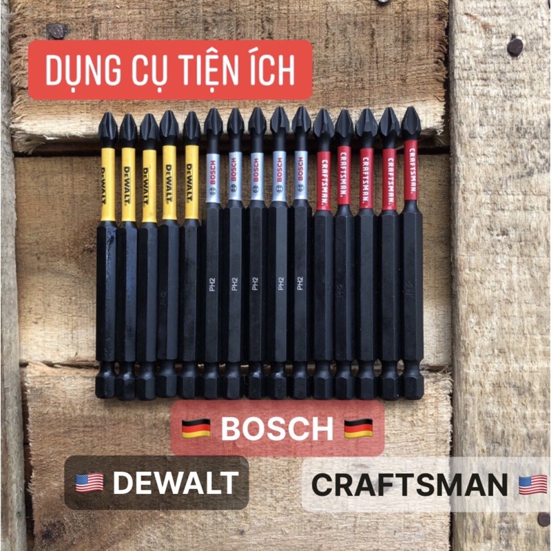 Mũi vặn vít cao cấp DEWALT - BOSCH - CRAFTSMAN PH1 PH2 PH3 (9cm)