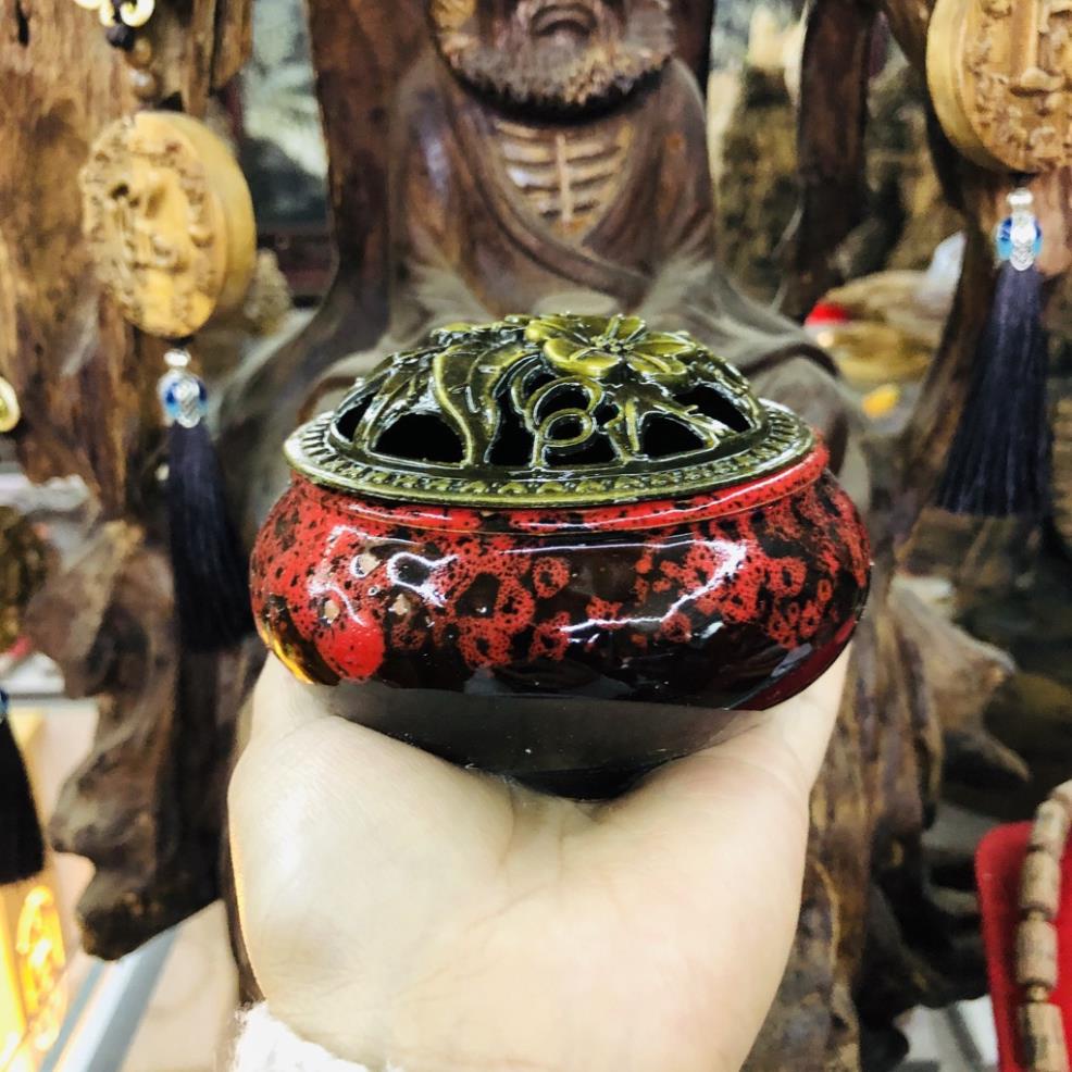 Lư xông trầm hương đỉnh đốt nhang gốm sứ - Nhang Trầm Sạch Thần Kinh