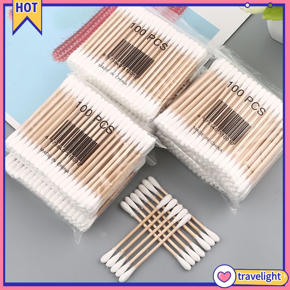 [Hàng mới về] Túi 100 tăm bông thân gỗ đa năng