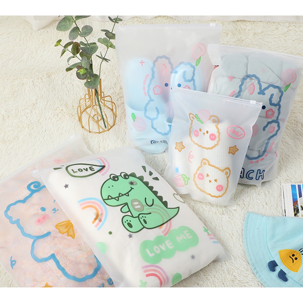 Túi zip khóa lụa đựng quần áo DABU hình dễ thương 3 size mẫu mới