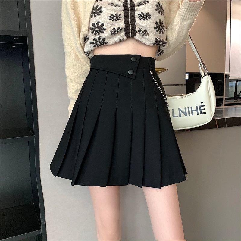 Chân Váy Chữ A Lưng Cao Xếp Ly Thời Trang Xuân Thu Mới Cho Nữ