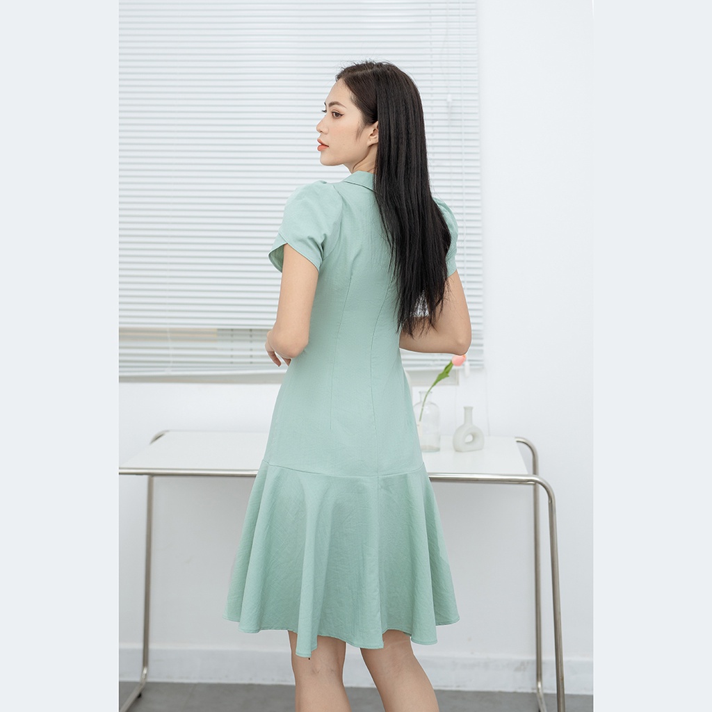 Đầm kiểu công sở nữ thời trang eden cổ danton đuôi cá chất liệu mềm co giãn có lót chất liệu cotton xước - D456