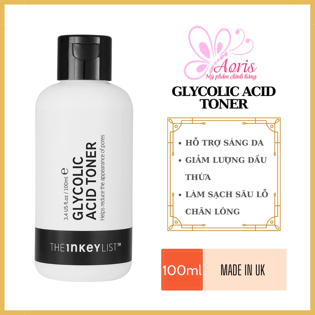 Toner tẩy tế bào chết The Inkey List AHA Glycolic Acid Toner 100ml