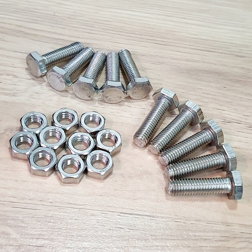 Gói 10 Bộ Bulon Đầu Bằng Phẳng Lục Giác Ngoài INOX 304 Size M8 Răng 8mm Dài 33mm Sáng Bóng Gia Công Tỉ Mỉ