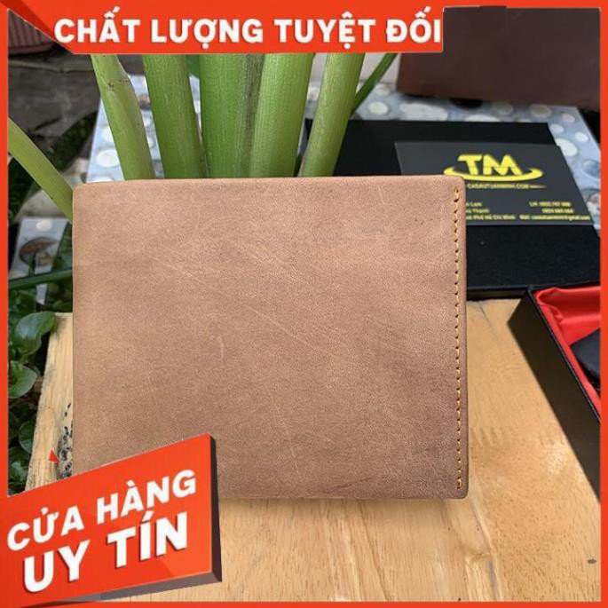 [ Da Cao Cấp 100% ] Ví Nam Da Bò Thật 100% Dây Kéo Bằng Đồng Cao Cấp VB27