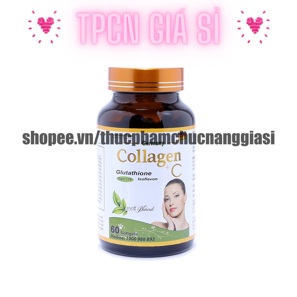 [ Mẫu mới ] Viên uống COLLAGEN +C hỗ trợ làm đẹp da, sáng da, trắng sáng da - Hộp 60 viên dùng trong 30 ngày