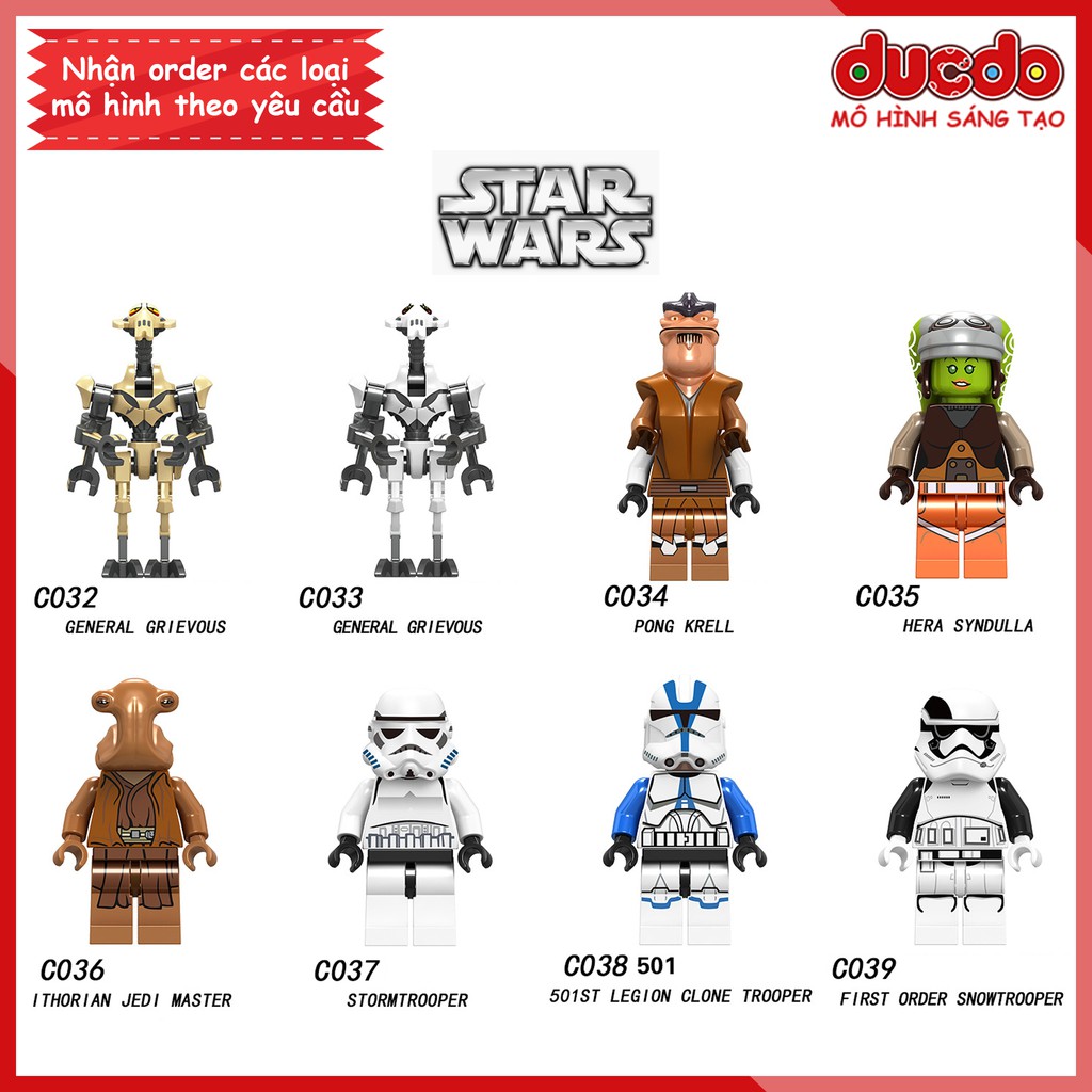 Minifigures các nhân vật trong Star War full vũ khí - Đồ chơi Lắp ghép Xếp hình Mô hình Mini Iron Man LeLe C032 - 039