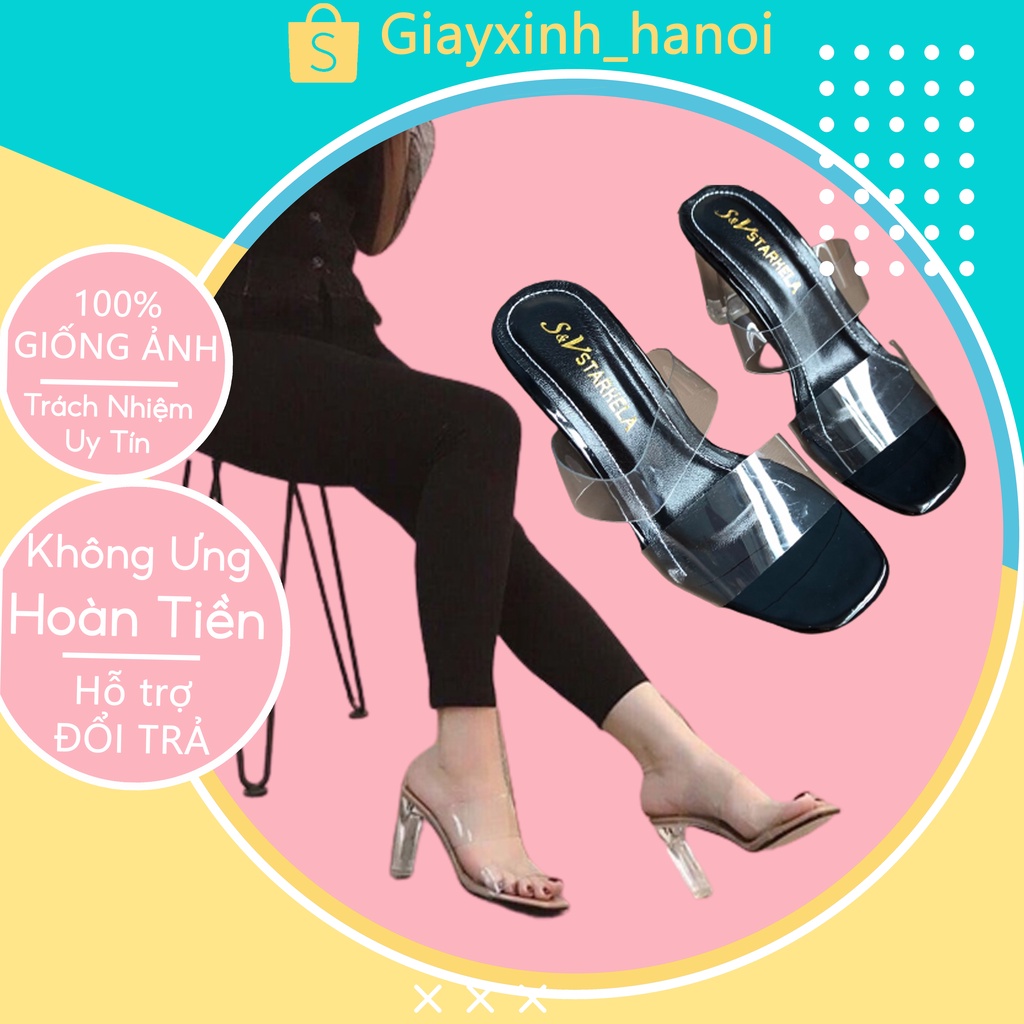 Guốc quai trong gót vuông cao 7p kiểu dáng thời trang cực hót mã M91