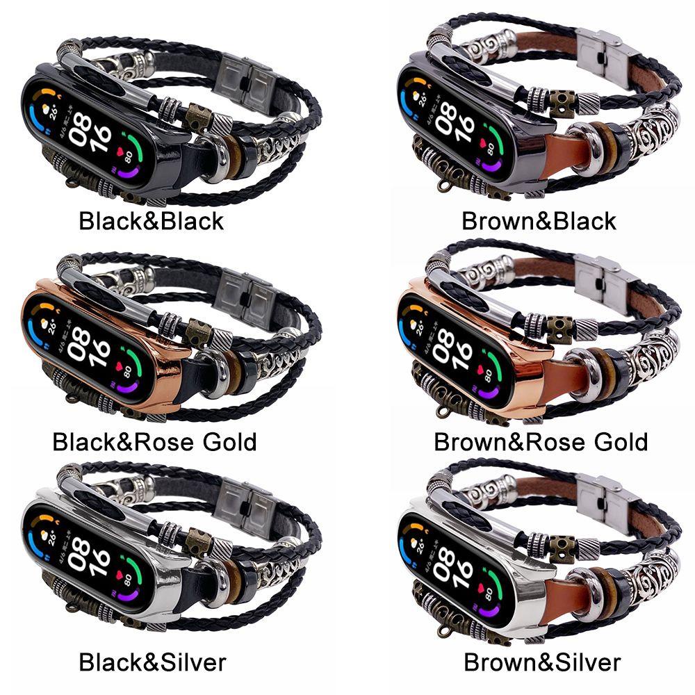 Dây Đeo Bằng Da Thật Cho Đồng Hồ Thông Minh Xiaomi Mi Band 6 5