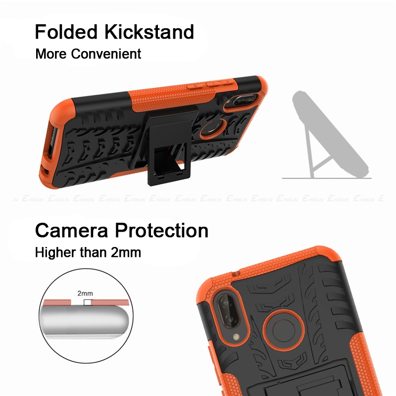 Ốp Điện Thoại Silicon Phối Nhựa Hybrid Kiểu Áo Giáp Gắn Giá Đỡ Cho HuaWei Nova 7i 7 6 SE 5i Pro 5Z 4e 3e 2i Lite 3 Plus