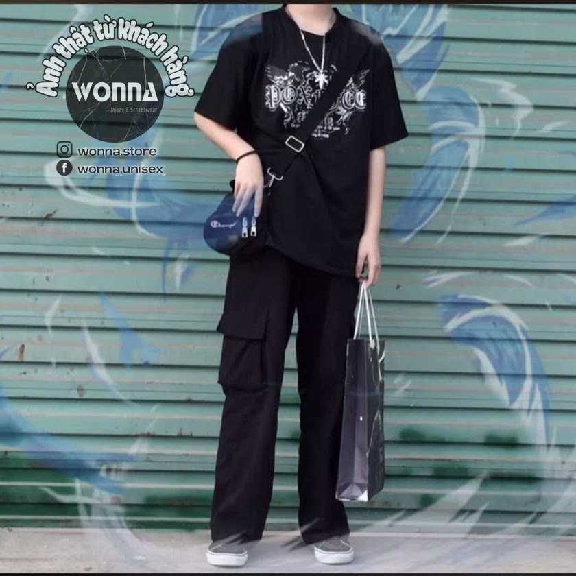 Quần Ống Rộng Form Suông Nam Nữ Đen Túi Hộp Ulzzang Unisex Form Rộng Oversize Hàn Street Style