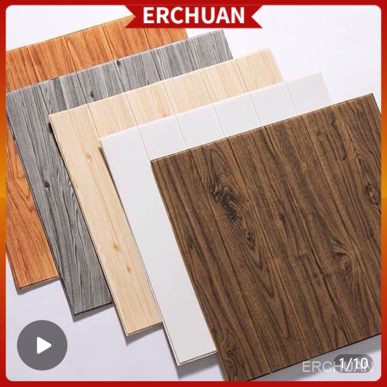 Miếng dán tường Sàn nhựa giả vân gỗ loại 1 có sẵn keo Vân sần, độ dày đủ 5mm