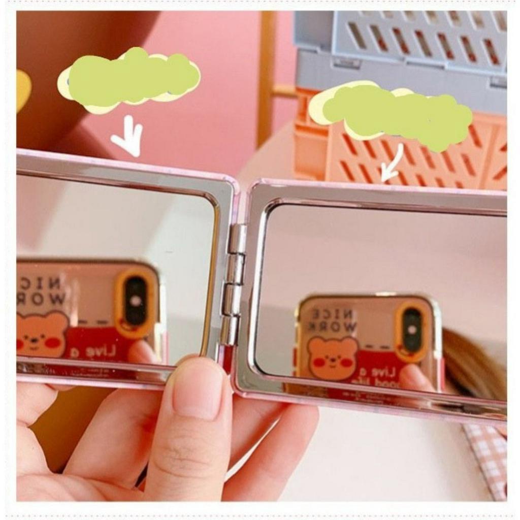 Gương mini cầm tay trang điểm gấp gọn SH077