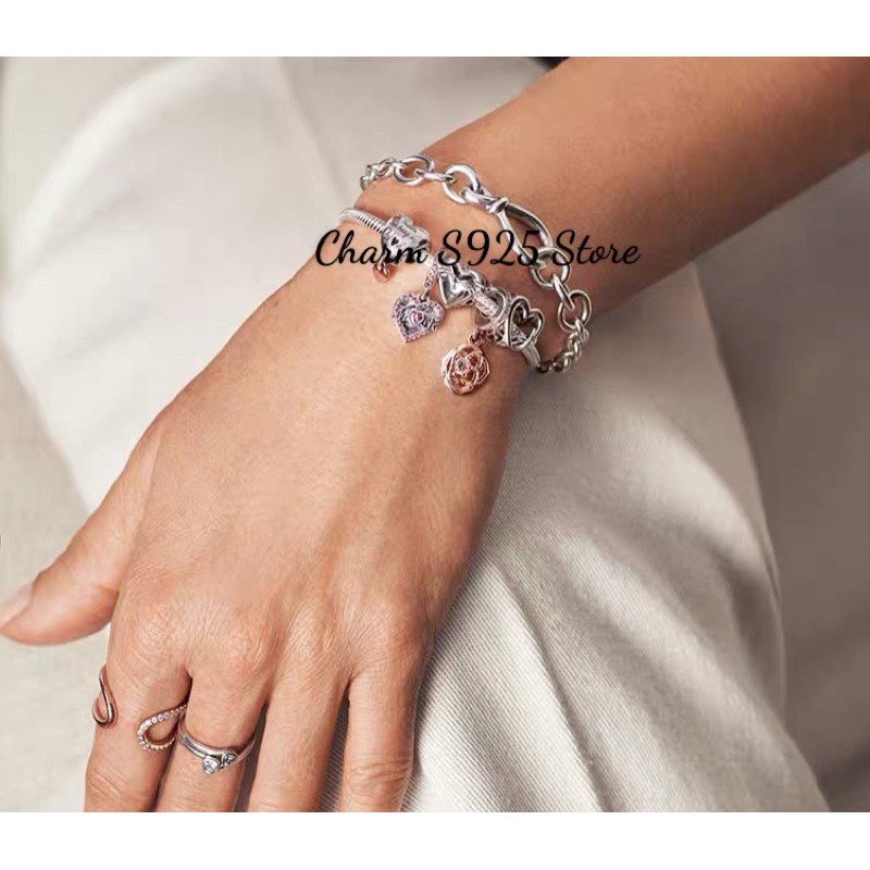 COMBO VÒNG TAY CHARM PAN.DO.RA MIX 5 HẠT BẠC S925 CAO CẤP