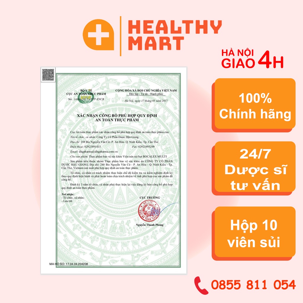 ✔️️️Bocalex Zin C - C 1000 - Chứa kẽm tăng đề kháng - Hộp 10 viên - C sủi hàm lượng cao - DHG