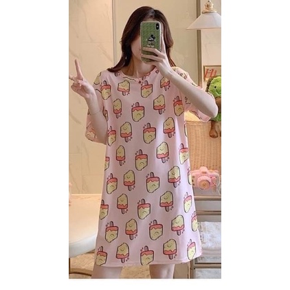 Váy ngủ kem hồng vàng H2V766