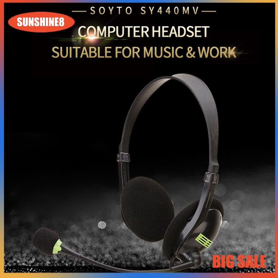 【SUN】Headsets 3.5mm Voice Microphone By Wire Headset Comfortable Earmuffs
