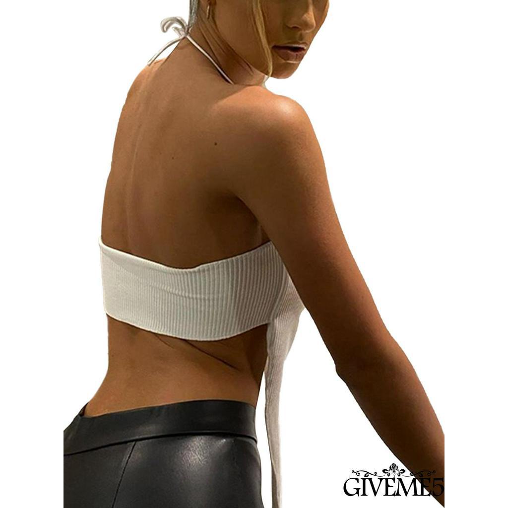 Áo Yếm Hai Dây Cột Sau Cổ Màu Trơn Gợi Cảm Cho Nữ