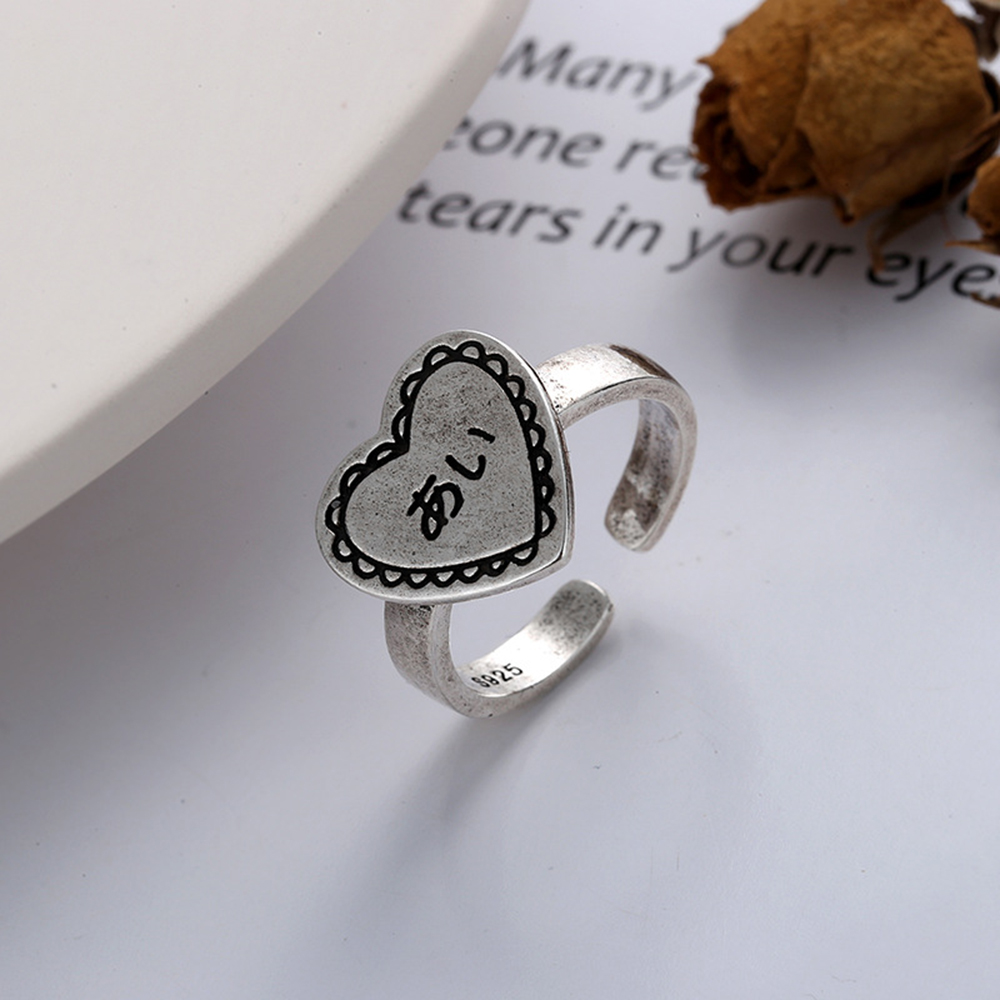 Japan Style Punk Retro Simple Valentine's Day Gift Proposal Love Opening Rings Fashion Accessories Women