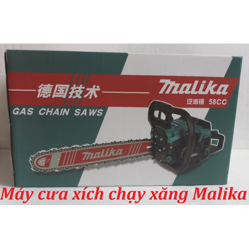 máy cưa gỗ chạy xăng MALIKA 58CC - Máy Cưa Xích Chạy Xăng Malika 58CC