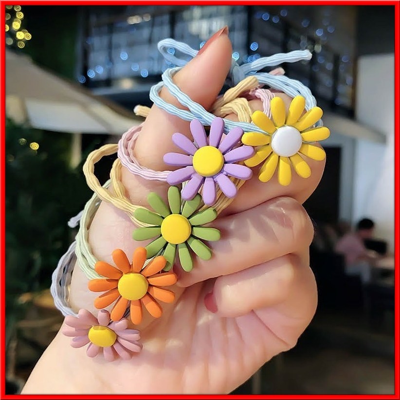 Dây buộc tóc hoa cúc co giãn nhiều màu đẹp