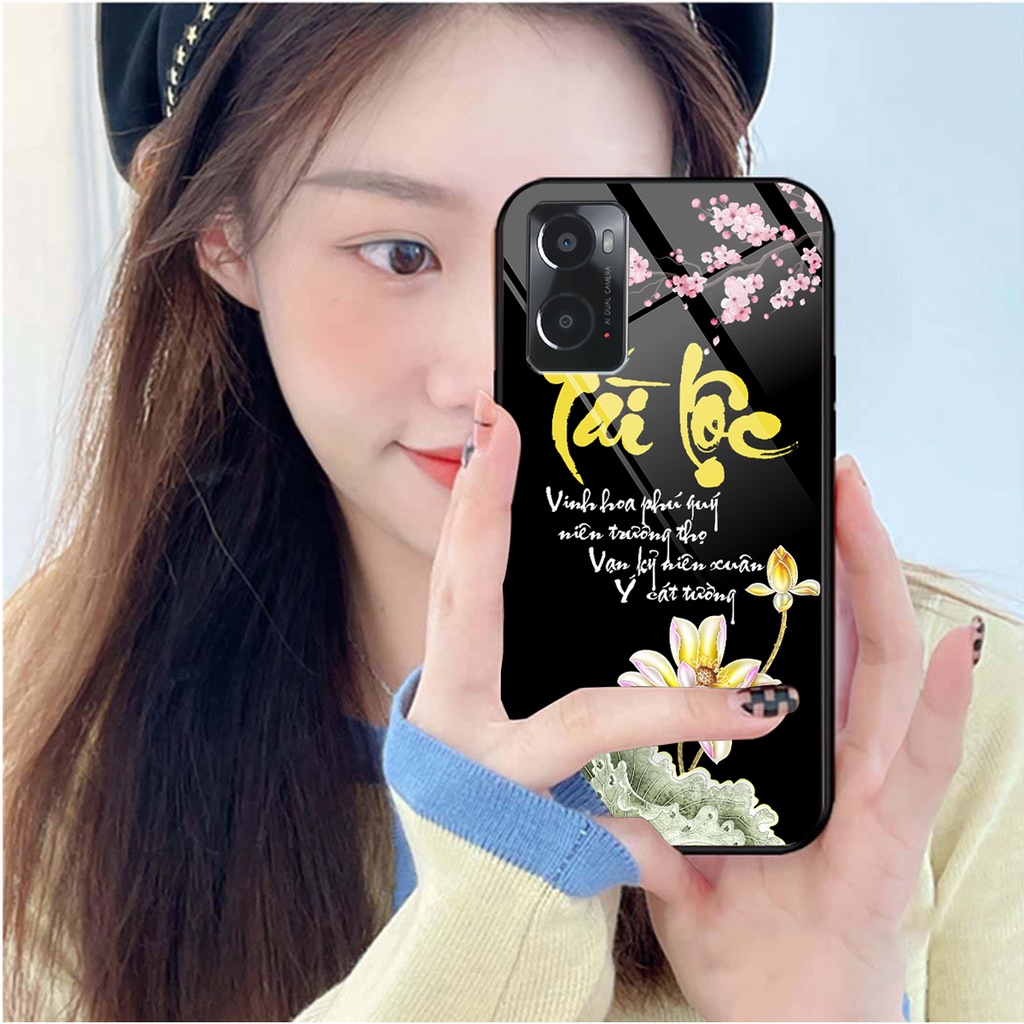 Ốp lưng KÍNH Oppo A36 / A76 / A96 4G in hình 3D TÀI LỘC-TÂM AN -MÃ ĐÁO