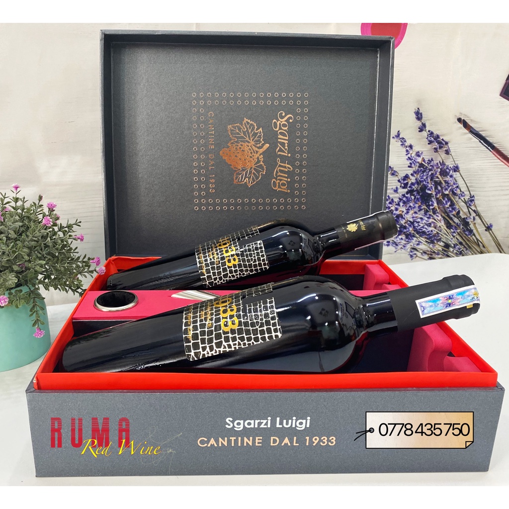 Set Quà tặng hộp 2 chai rượu vang Ý 1933 Semi Dolce kèm phụ kiện nhập khẩu - (Vang ngọt)